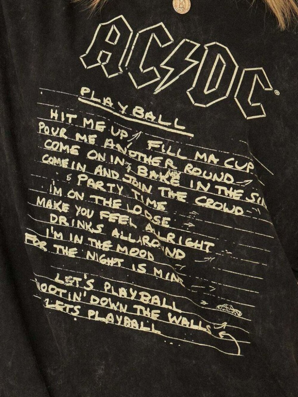 Brand New AC/DC Playball Lyrics Charcoal T-Shirt Unisex